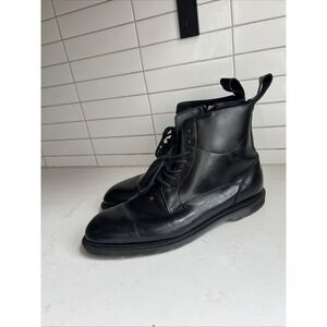 Dr Martens Mono Smooth Leather Black 7 Eyelet Lace Up Combat Cap Toe Boots M 10